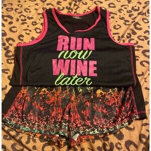 Zone Pro Run Now Wine Later Running Tank & Shorts Size XL